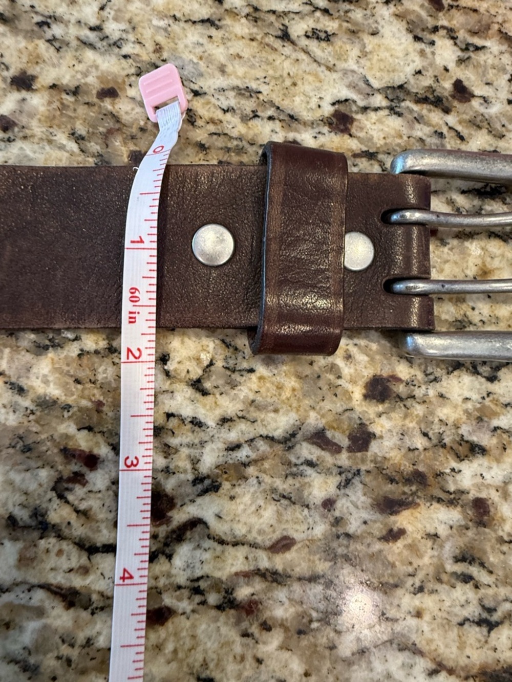 Old Navy brown genuine leather belt silver buckle SZ M - Picture 8 of 11